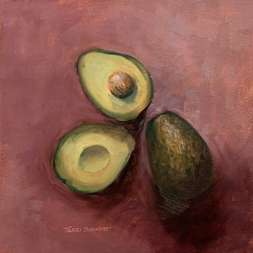 Oil Painting of vegetables Avocados created by Terri Schmitt